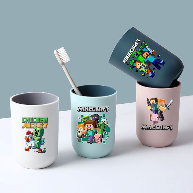 Party Games Minecraft - Minecraft Tandenborstelbeker voor Koppels, Draagbare Reistandenborstelbeker,