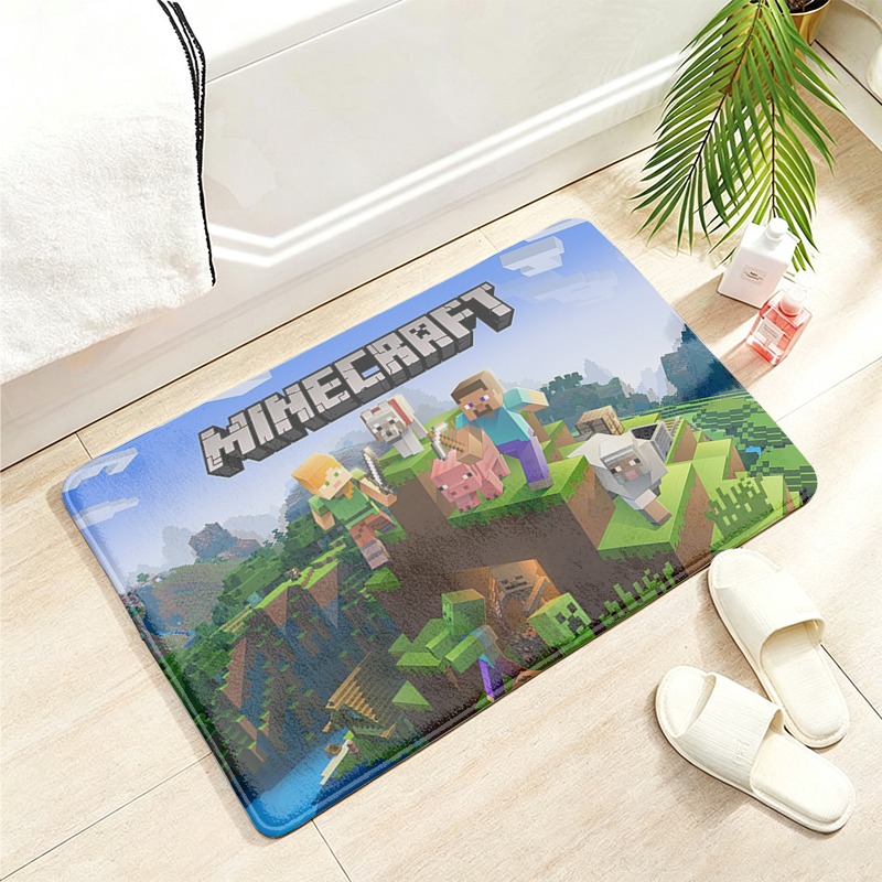 Party Games Minecraft - Minecraft-flanellen vloermatten badkamer zacht absorberend antislip