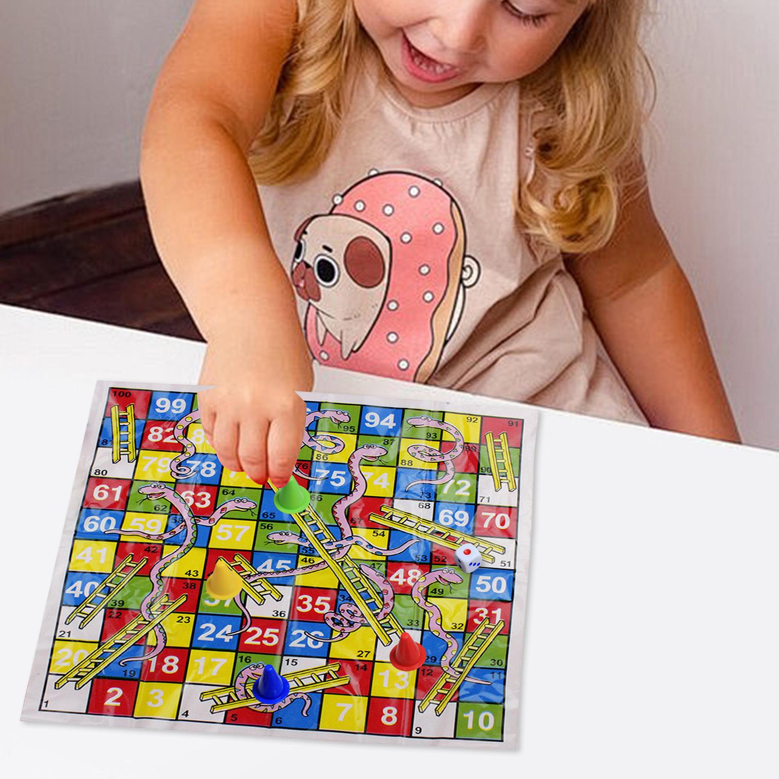 Party Games Kids And Adults - Mini-slangen en ladders bordspelset draagbaar opvouwbaar