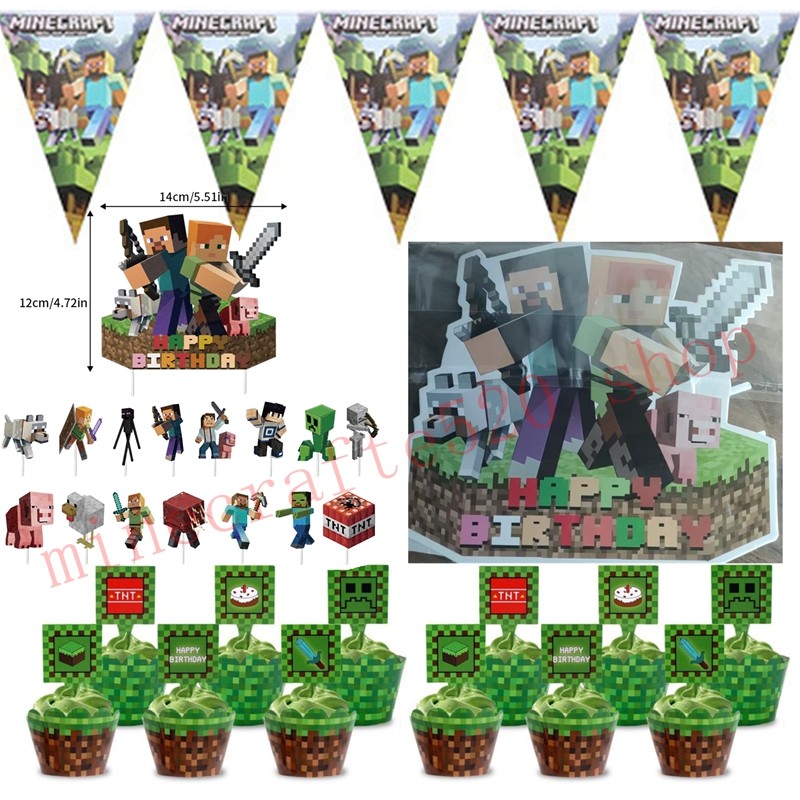 Party Games Minecraft - MC Pixel Papieren Kaart Minecraft Verjaardagsfeestje