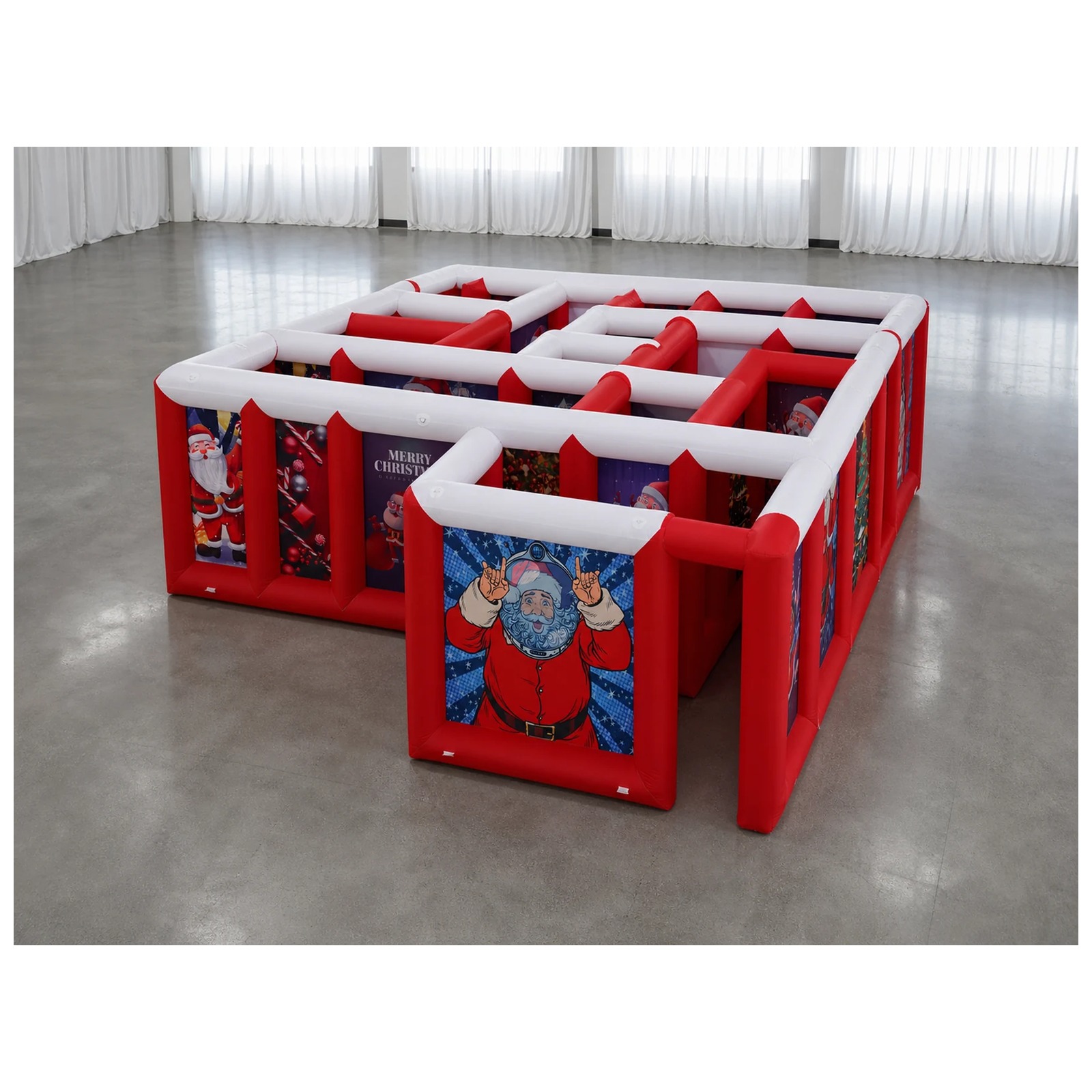 Party Games Kids And Adults - Grote rood-witte opblaasbare doolhof met plat